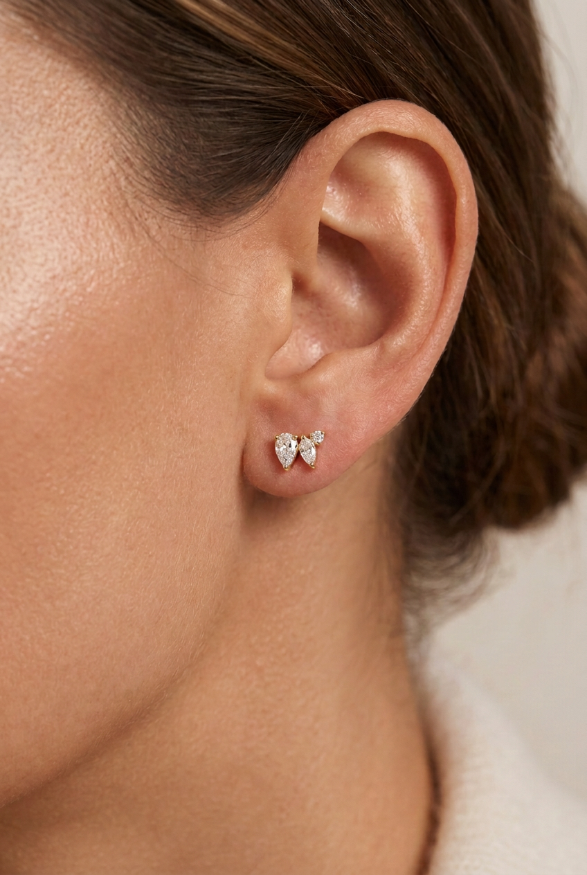0.63ctw Lab Grown Diamond Cluster Stud Earrings in 10kt Yellow Gold