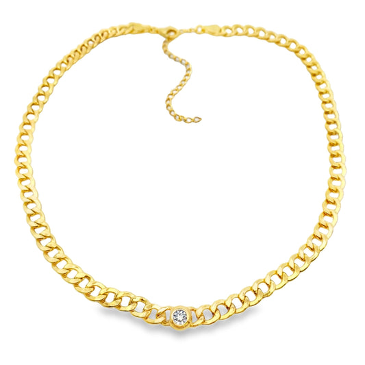 Lab Grown Diamond Necklace Gold over Sterling Silver