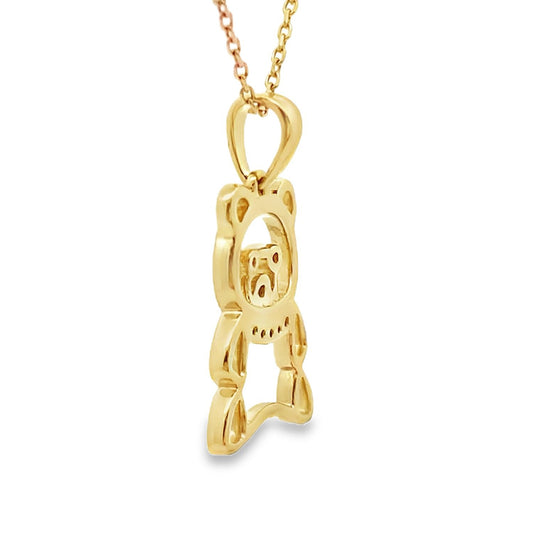 Teddy Bear Outline Diamond Pendant Yellow Gold 10kt