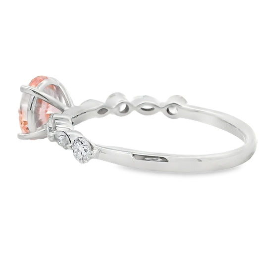 1.75ct Pink Lab Grown Diamond Engagement Ring 14kt White Gold side view