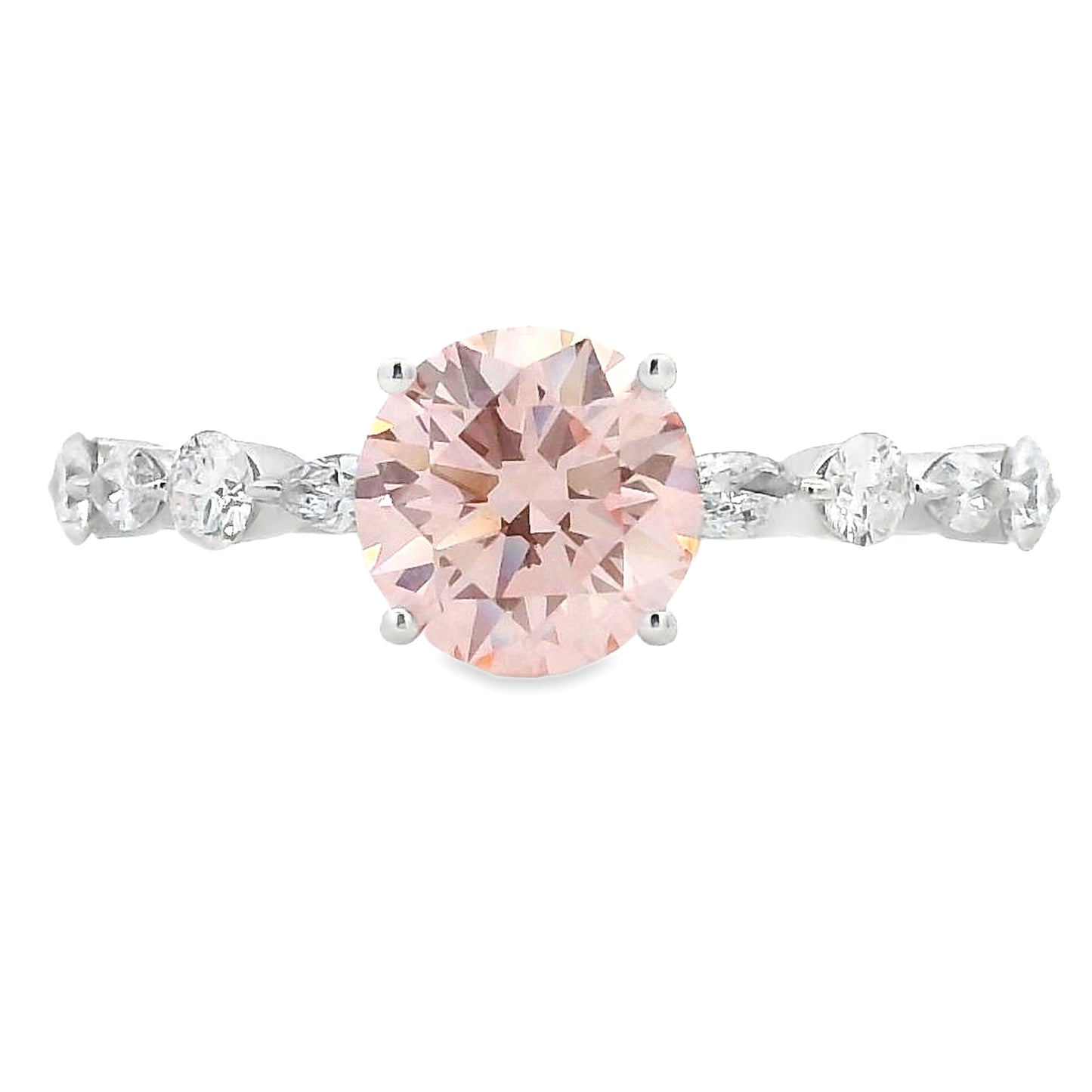 1.75ct Pink Lab Grown Diamond Engagement Ring 14kt White Gold