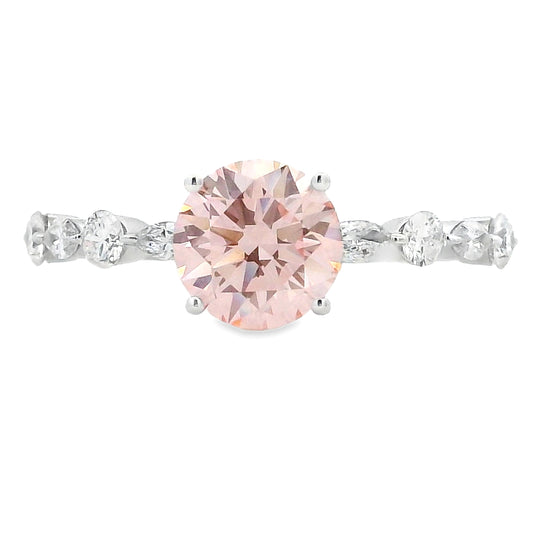 1.75ct Pink Lab Grown Diamond Engagement Ring 14kt White Gold