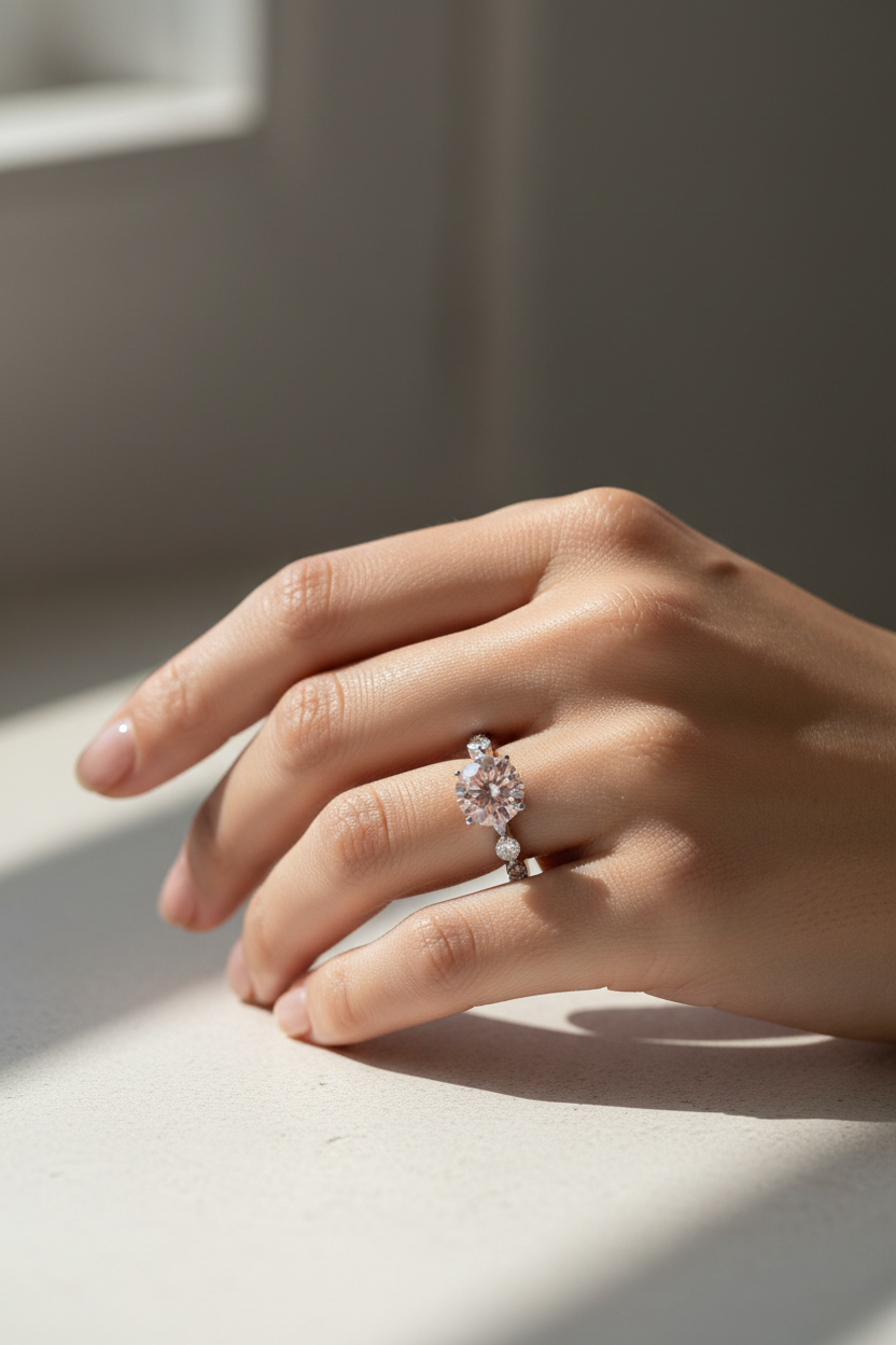 1.75ct Pink Lab Grown Diamond Engagement Ring 14kt White Gold