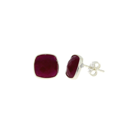 Cushion Stud Earrings Sterling Silver