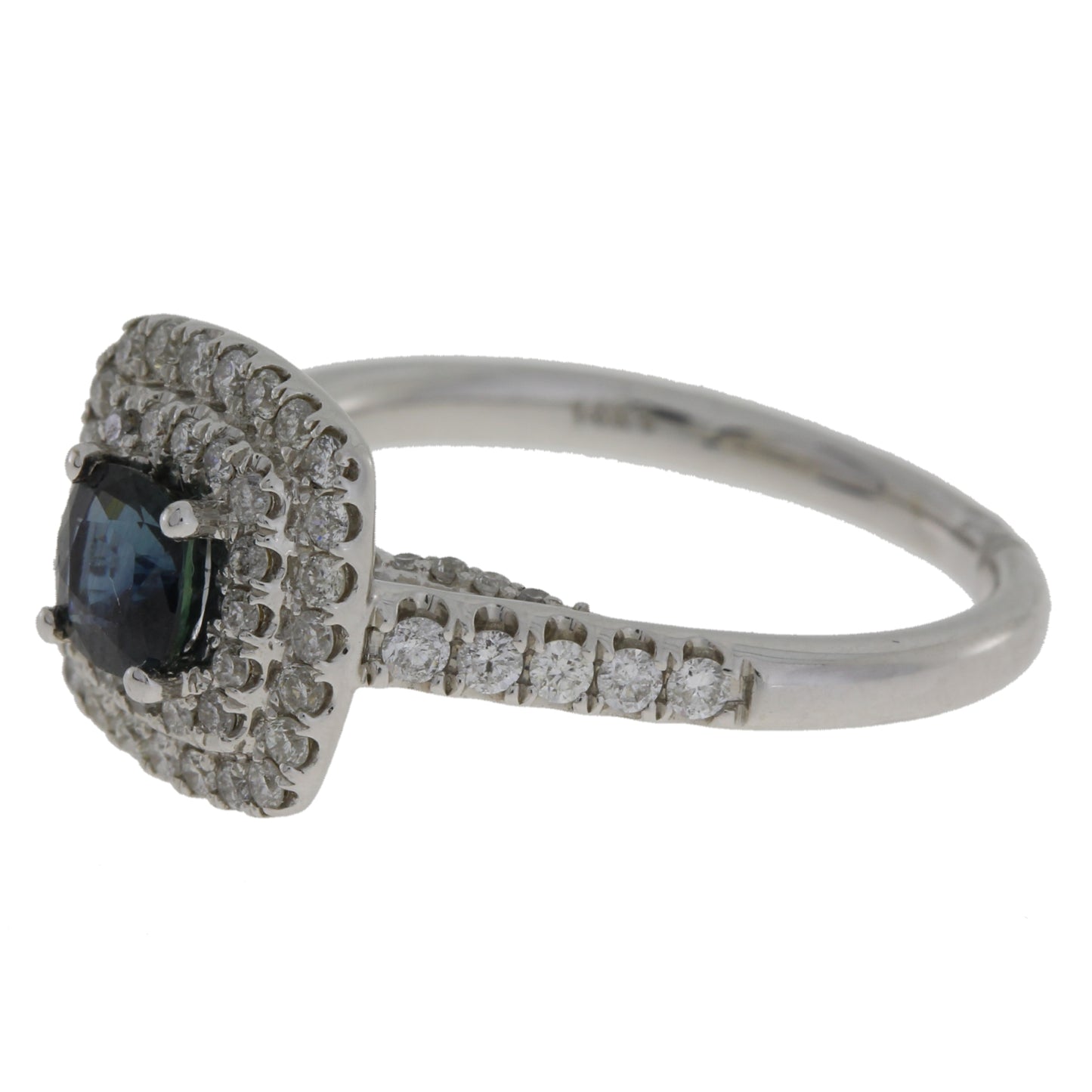 1.22cttw Sapphire Diamond Halo Engagement Ring White Gold 14kt