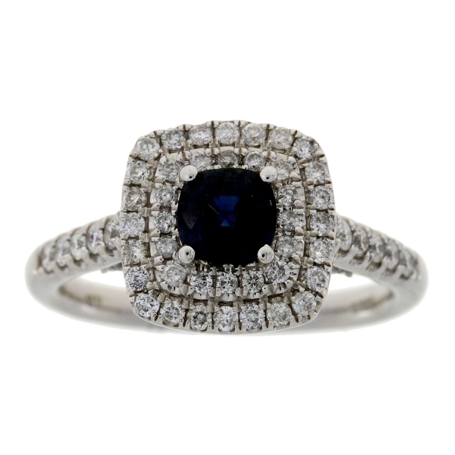 1.22cttw Sapphire Diamond Halo Engagement Ring White Gold 14kt
