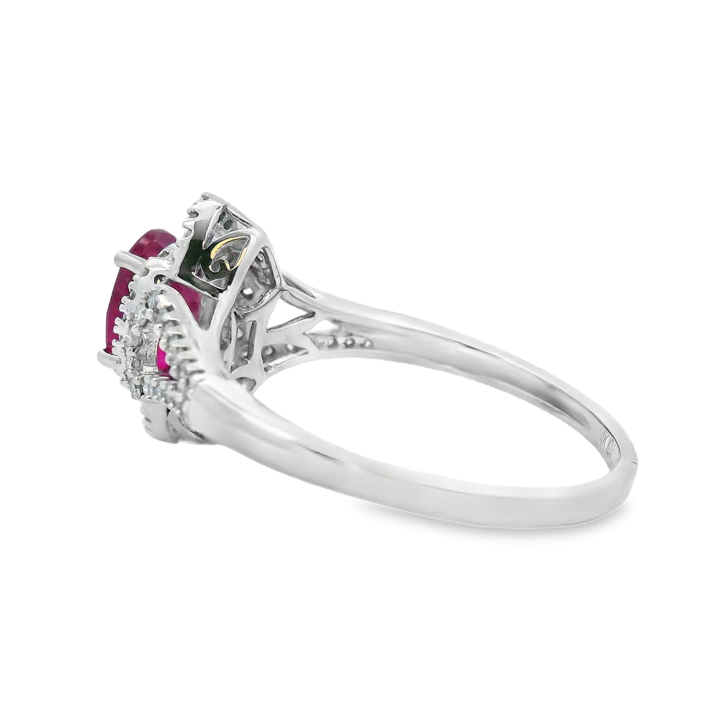 1.26ct Ruby Diamond Halo Ring 14kt White Gold