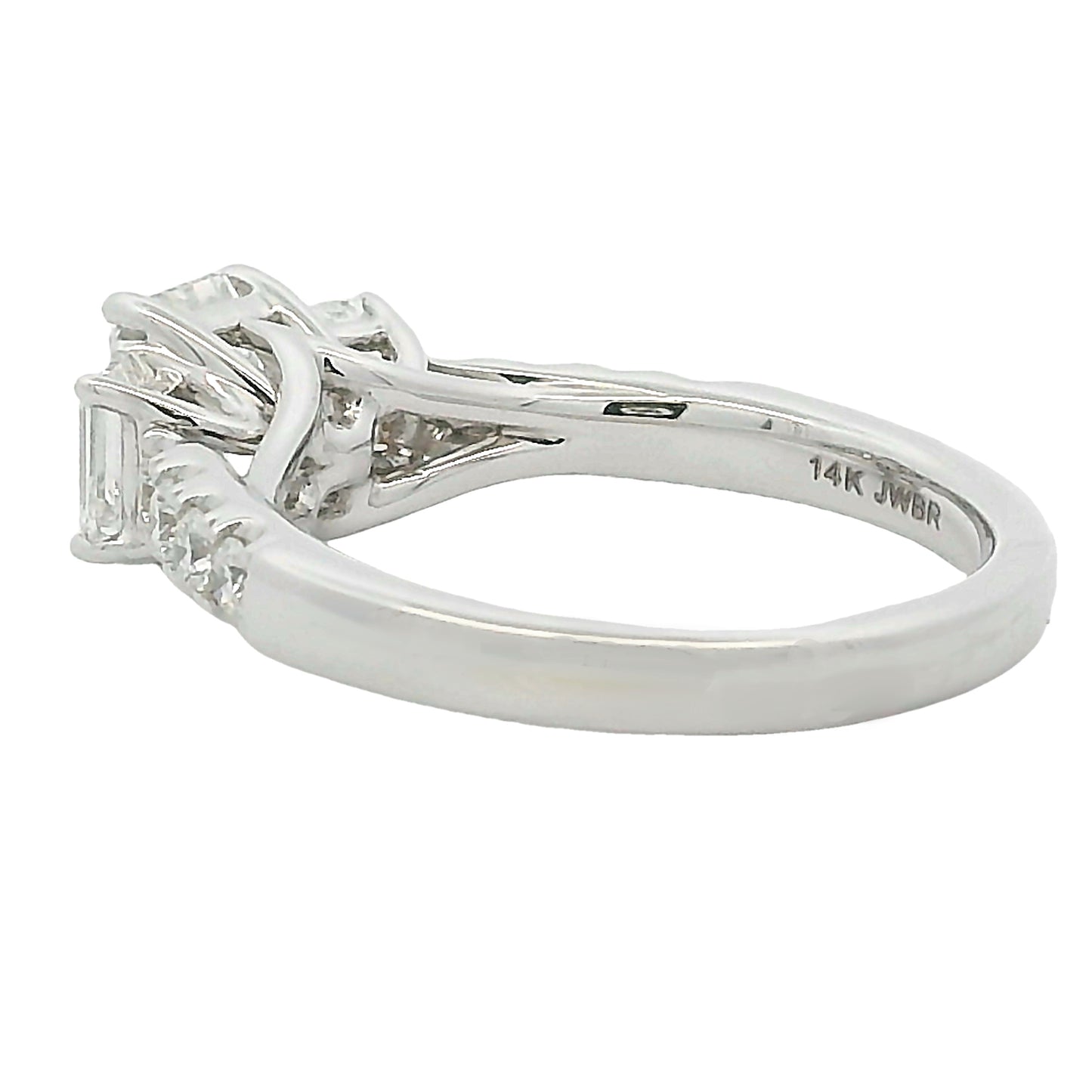 2ct Lab Grown Diamond Three-Stone Emerald Cut Ring 14kt White Gold