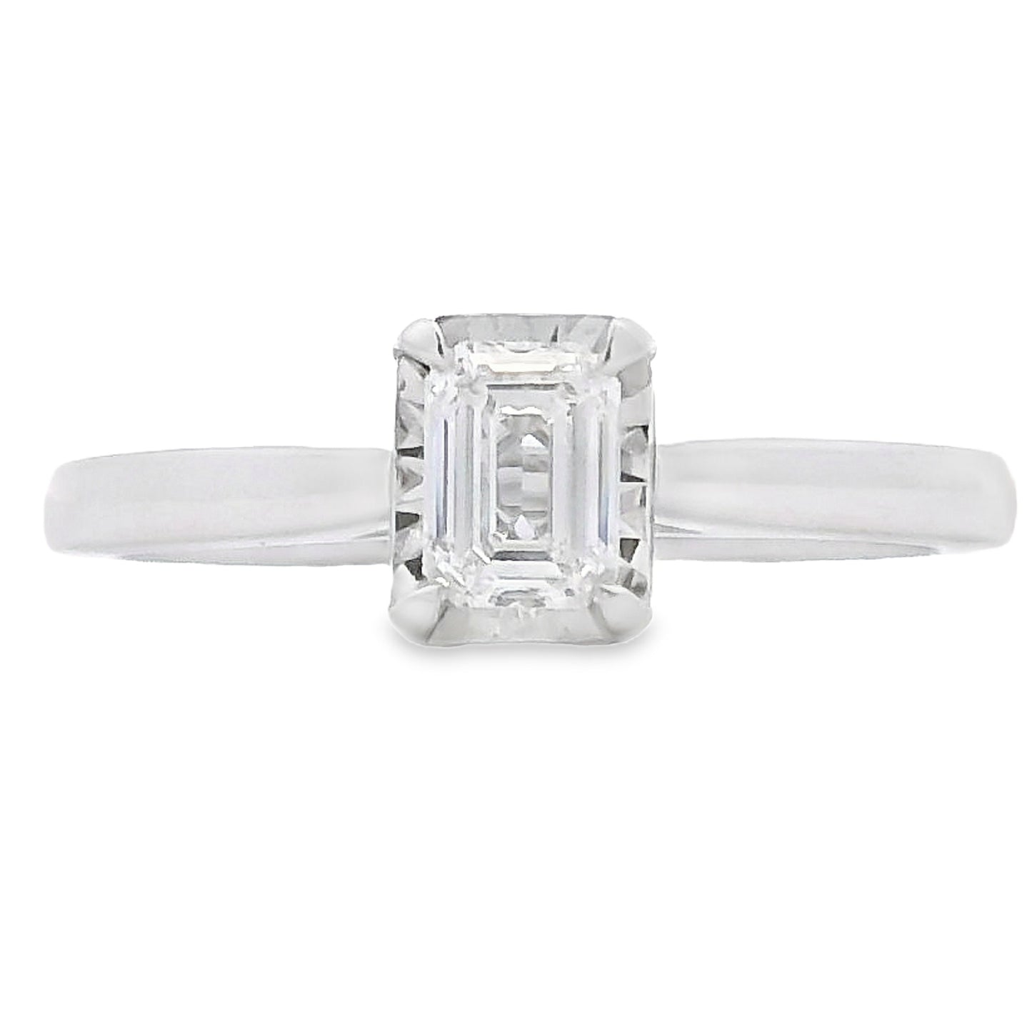 0.50ct Lab Grown Diamond Emerald Cut Solitaire Ring in 10kt White Gold