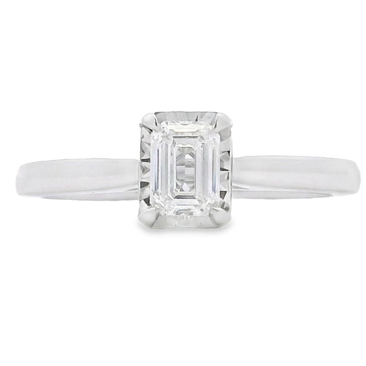 0.50ct Lab Grown Diamond Emerald Cut Solitaire Ring in 10kt White Gold