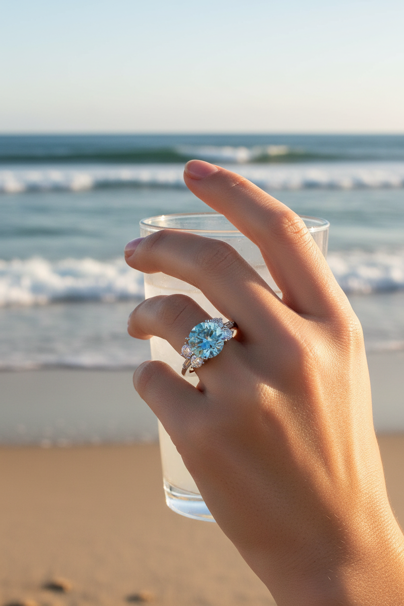 2.65ct Round Blue Lab Grown Diamond Ring 14kt White Gold