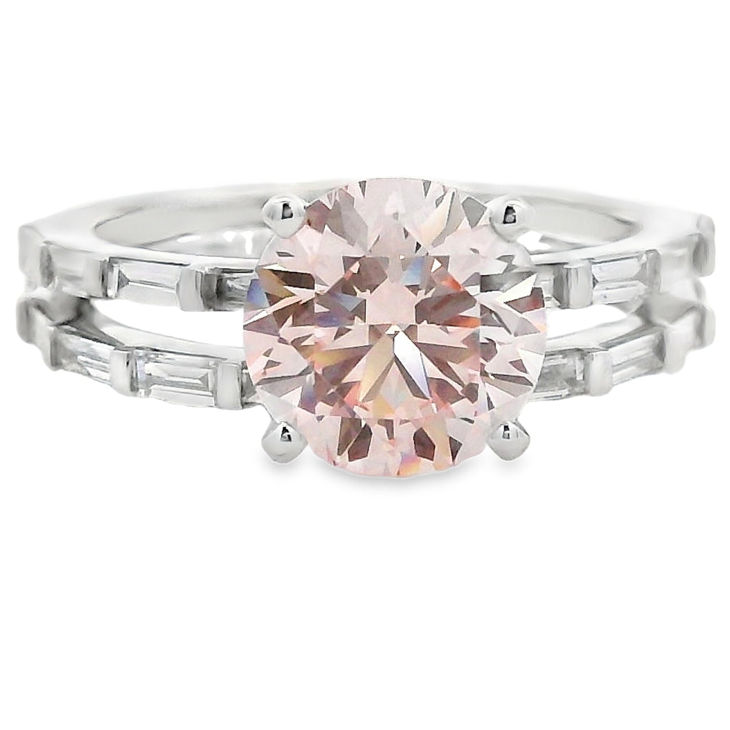 Round Pink Lab Grown Diamond Bridal Set 14kt White Gold 2.75cttw
