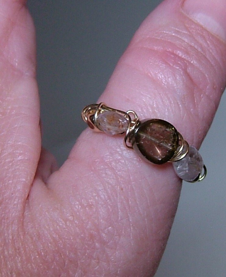 Gold 14kt Watermelon Tourmaline Band Ring - Gems by Gigi