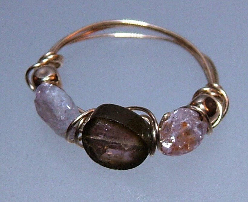 Gold 14kt Watermelon Tourmaline Band Ring - Gems by Gigi