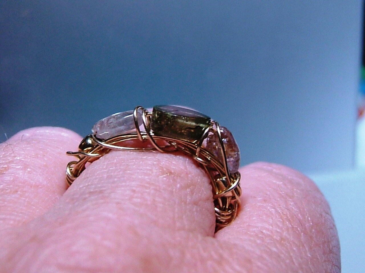 Gold 14kt Watermelon Tourmaline Band Ring - Gems by Gigi