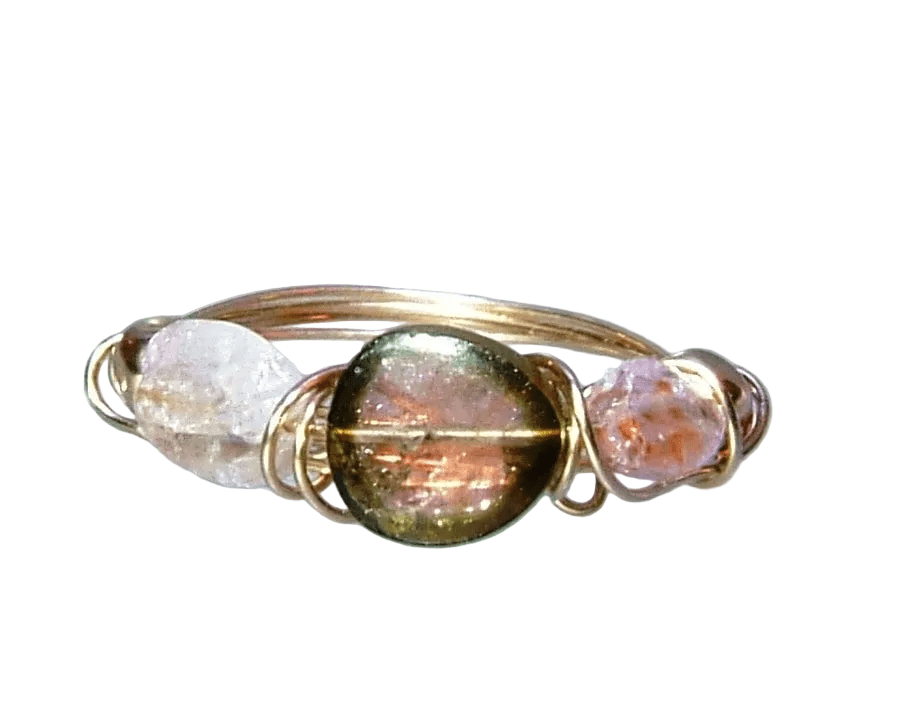 Gold 14kt Watermelon Tourmaline Band Ring - Gems by Gigi