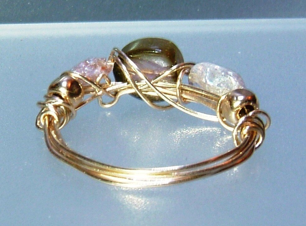 Gold 14kt Watermelon Tourmaline Band Ring - Gems by Gigi