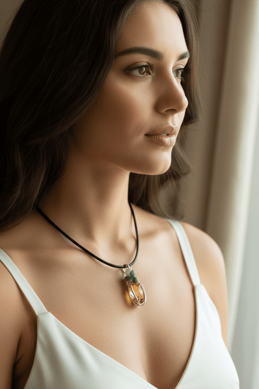 Golden Citrine Tourmaline Pendant Sterling Silver 18kt Gold - Gems by Gigi