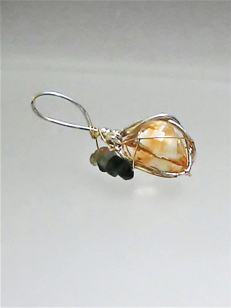 Golden Citrine Tourmaline Pendant Sterling Silver 18kt Gold - Gems by Gigi