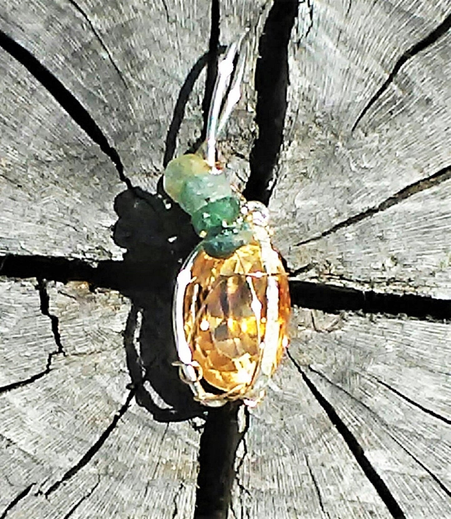 Golden Citrine Tourmaline Pendant Sterling Silver 18kt Gold - Gems by Gigi
