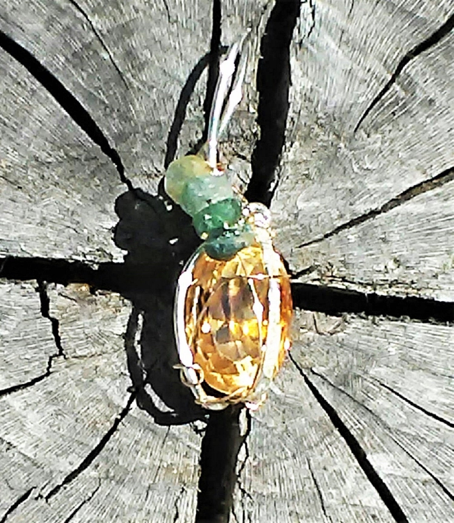 Golden Citrine Tourmaline Pendant Sterling Silver 18kt Gold - Gems by Gigi