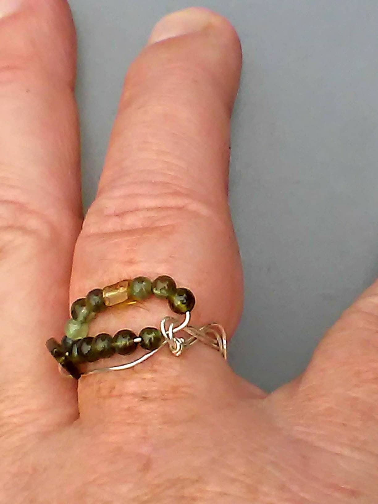 Green Tourmaline Open Swirl Band Ring Sterling Silver - Gems by Gigi