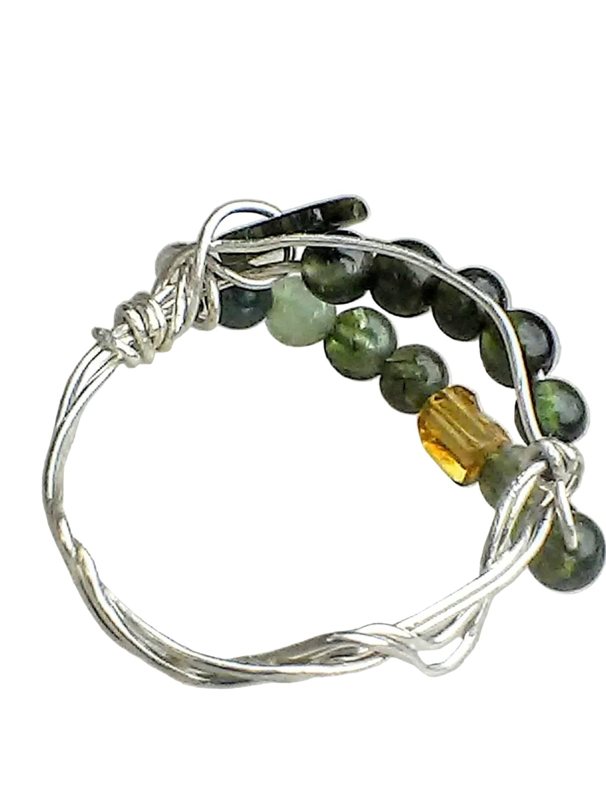 Green Tourmaline Open Swirl Band Ring Sterling Silver - Gems by Gigi