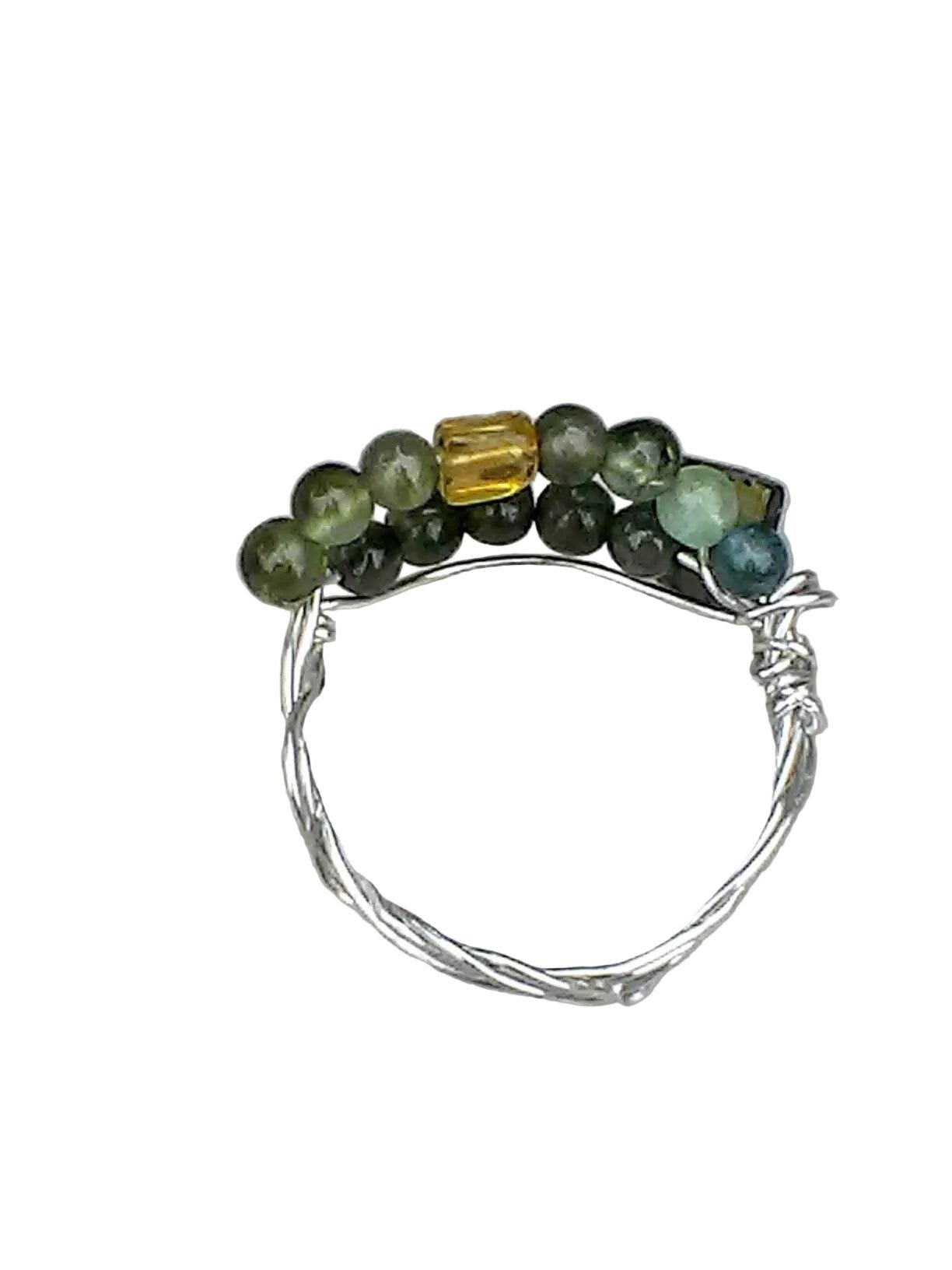 Green Tourmaline Open Swirl Band Ring Sterling Silver - Gems by Gigi