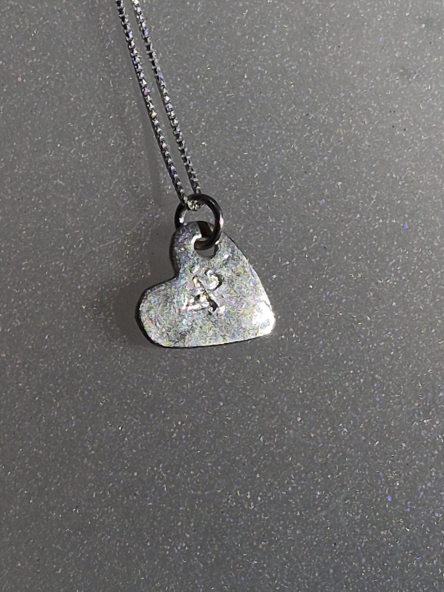 Handmade Black Diamond Heart Pendant Fine Silver - Gems by Gigi