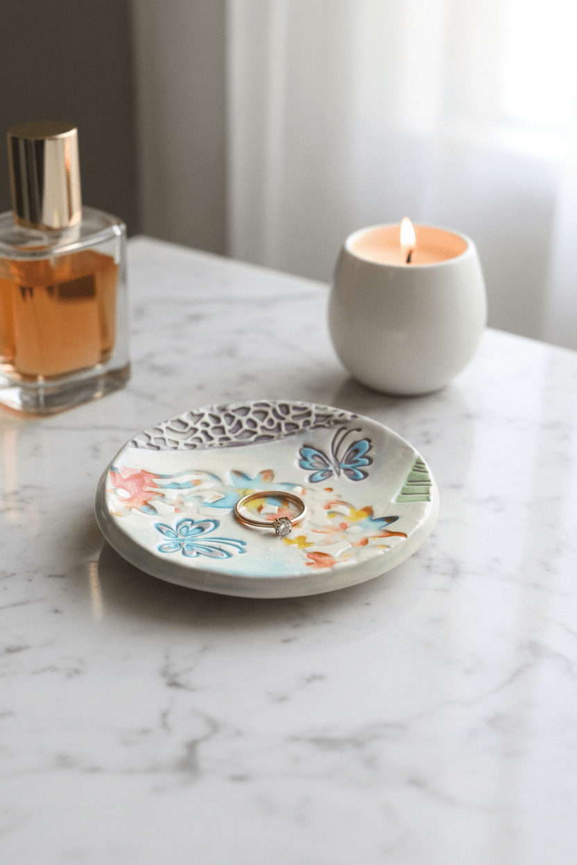Handmade Ceramic Butterfly Trinket Dish: Jewelry Holder Tray Organizer - Gems by Gigi