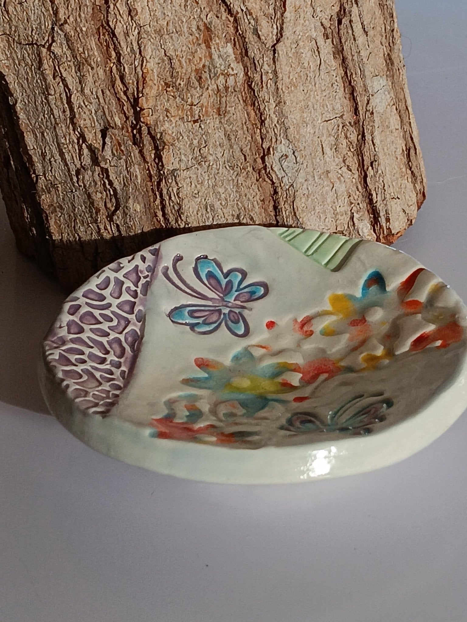 Handmade Ceramic Butterfly Trinket Dish: Jewelry Holder Tray Organizer - Gems by Gigi