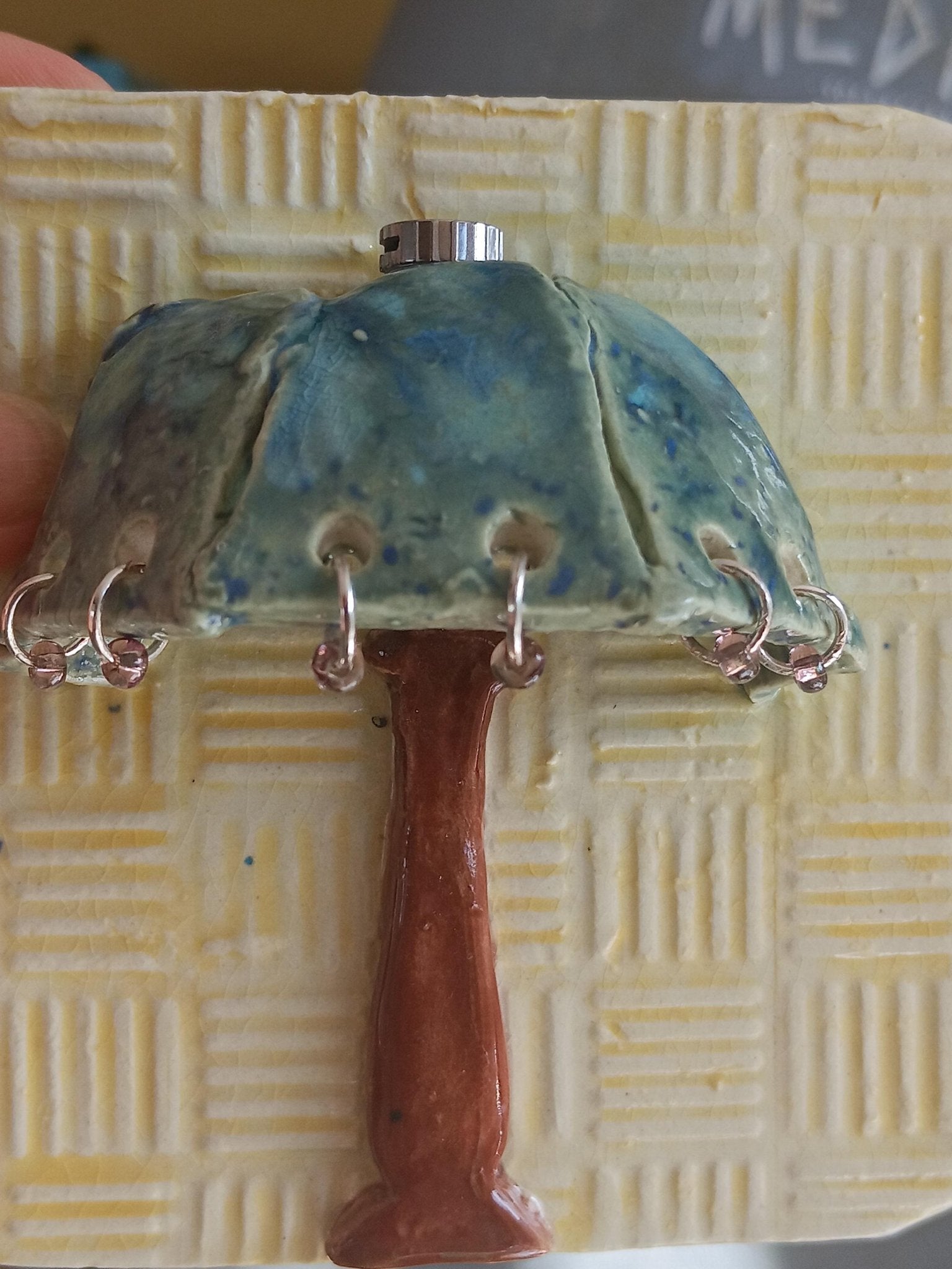 Handmade Ceramic Mini Lamp Wall Art, Boho Nature Decor, Nightlight Accent Light - Gems by Gigi