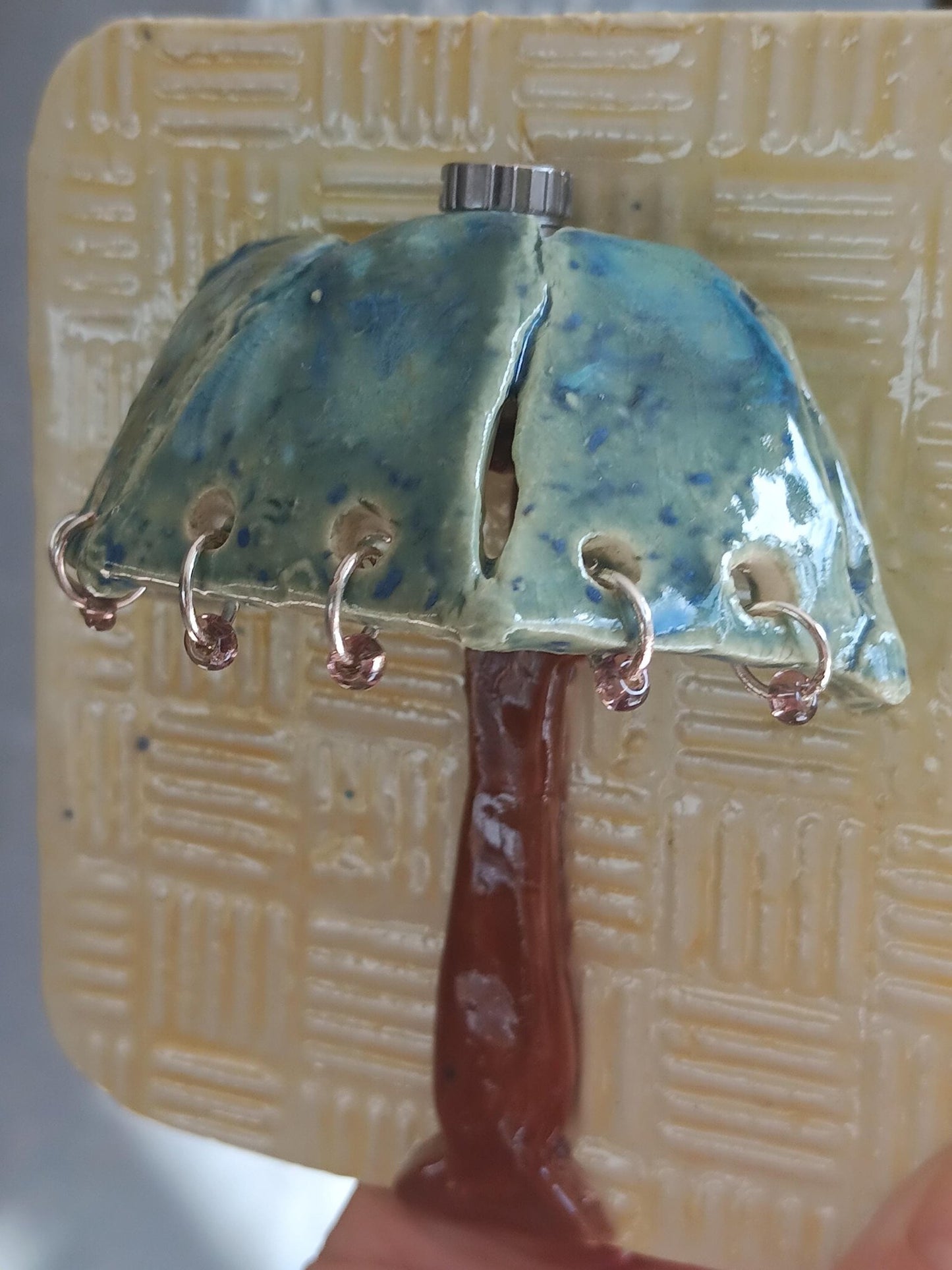 Handmade Ceramic Mini Lamp Wall Art, Boho Nature Decor, Nightlight Accent Light - Gems by Gigi