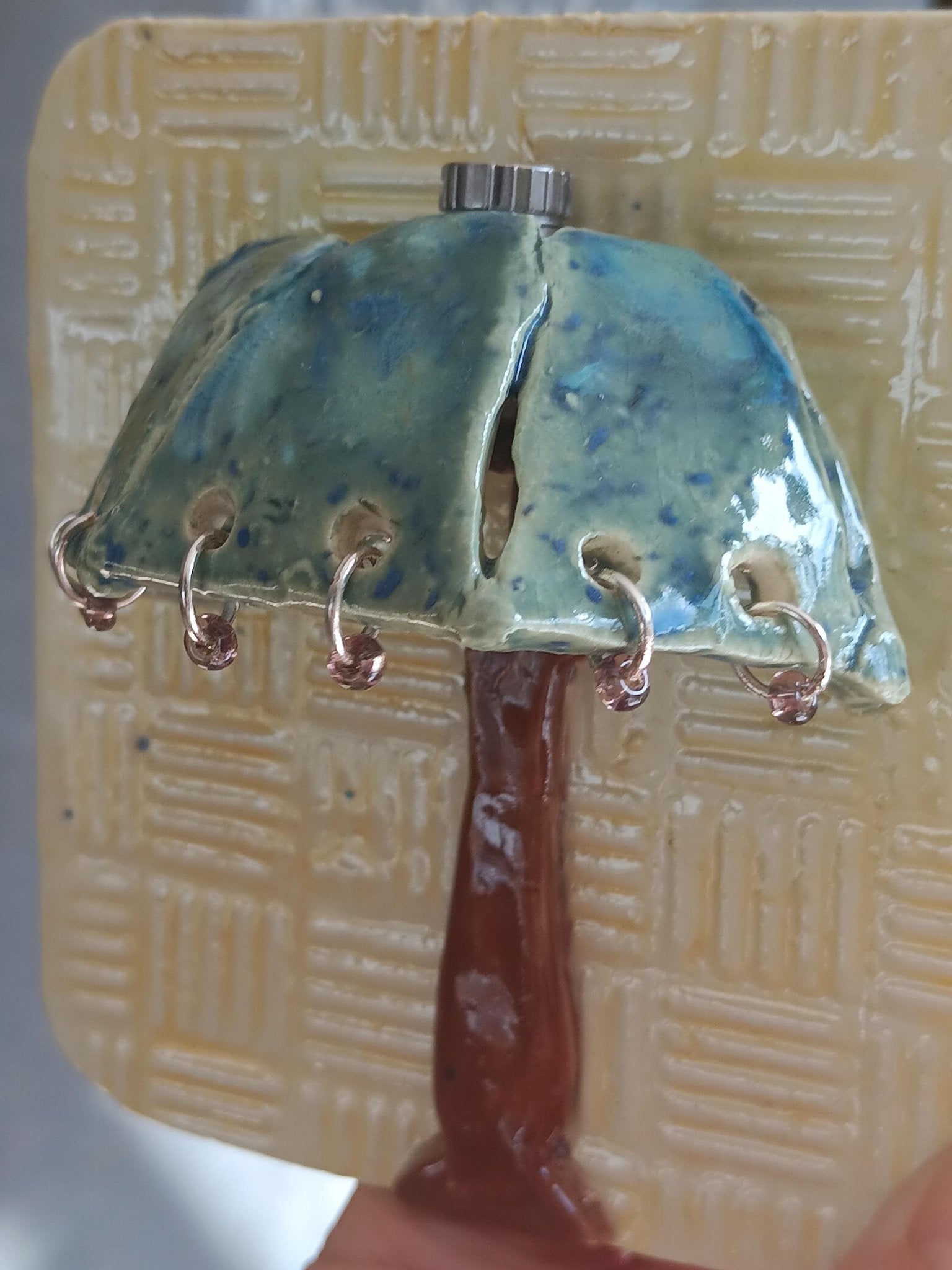 Handmade Ceramic Mini Lamp Wall Art, Boho Nature Decor, Nightlight Accent Light - Gems by Gigi