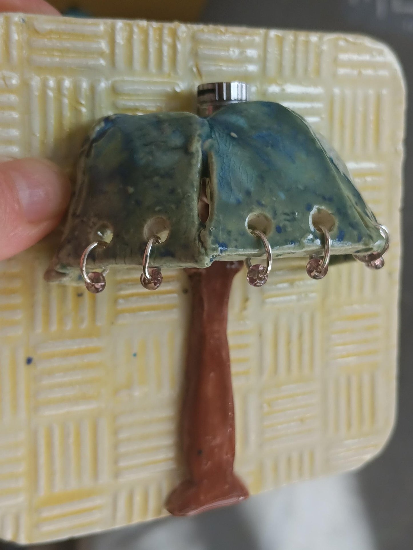 Handmade Ceramic Mini Lamp Wall Art, Boho Nature Decor, Nightlight Accent Light - Gems by Gigi