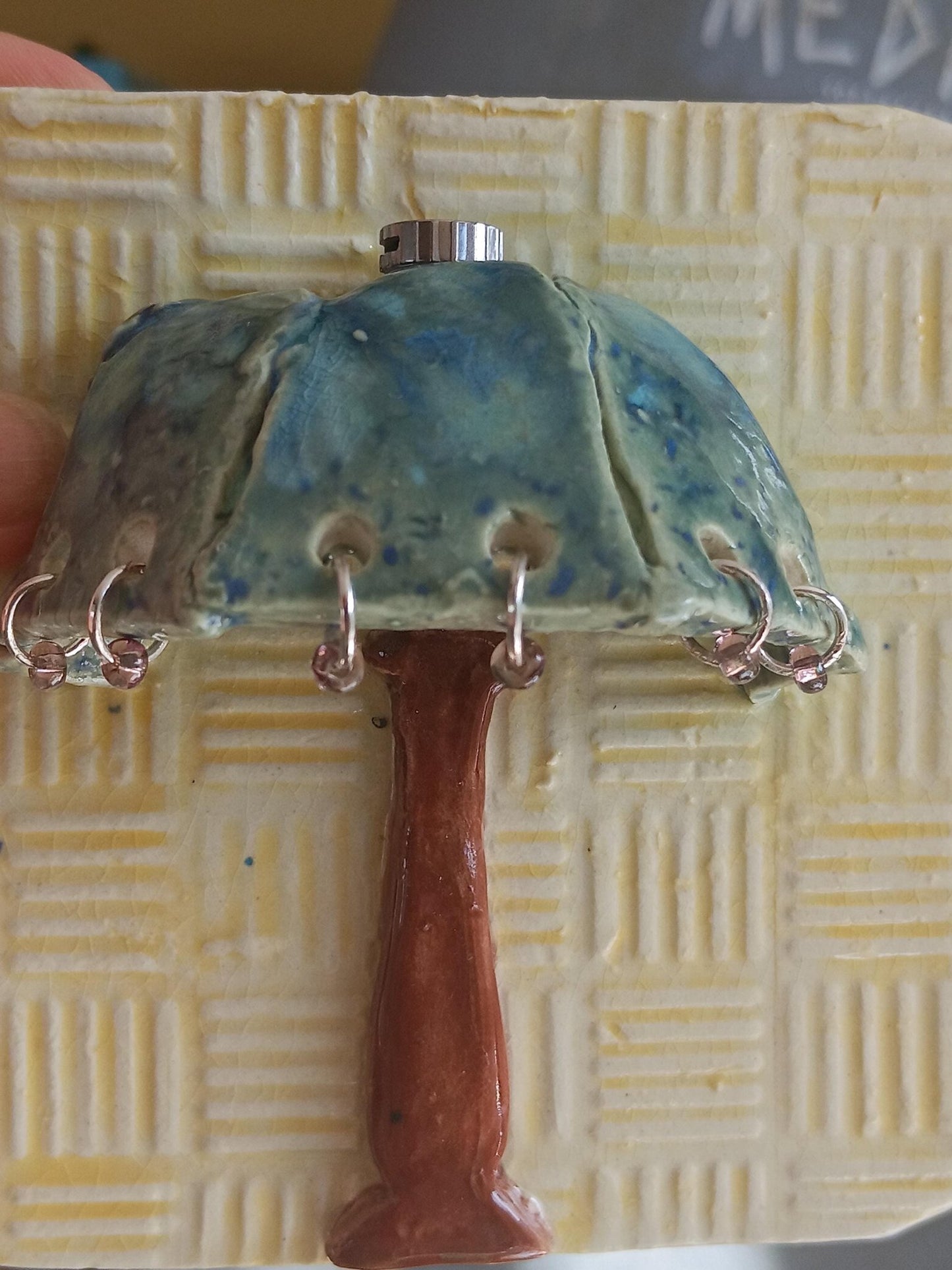 Handmade Ceramic Mini Lamp Wall Art, Boho Nature Decor, Nightlight Accent Light - Gems by Gigi