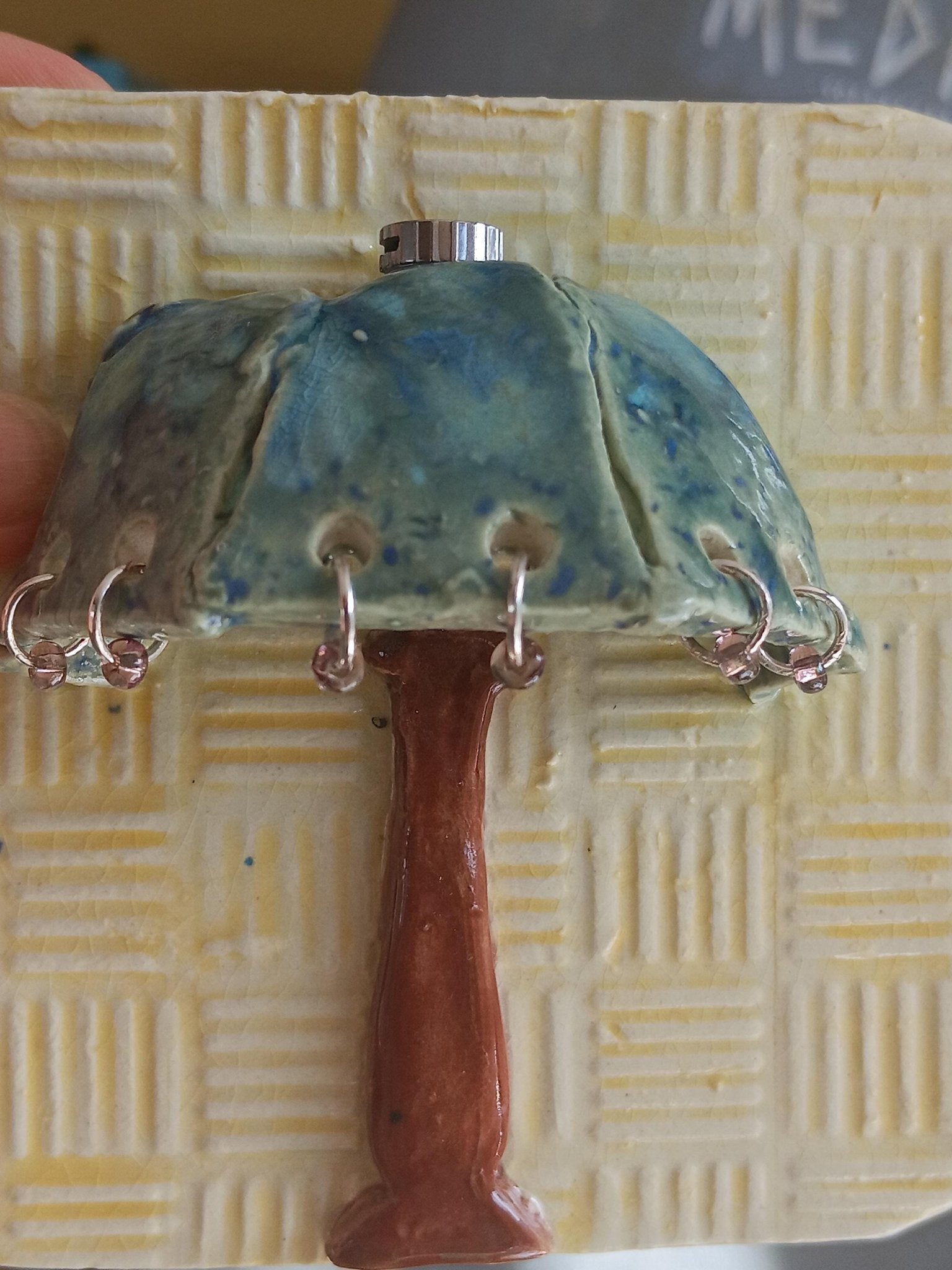 Handmade Ceramic Mini Lamp Wall Art, Boho Nature Decor, Nightlight Accent Light - Gems by Gigi