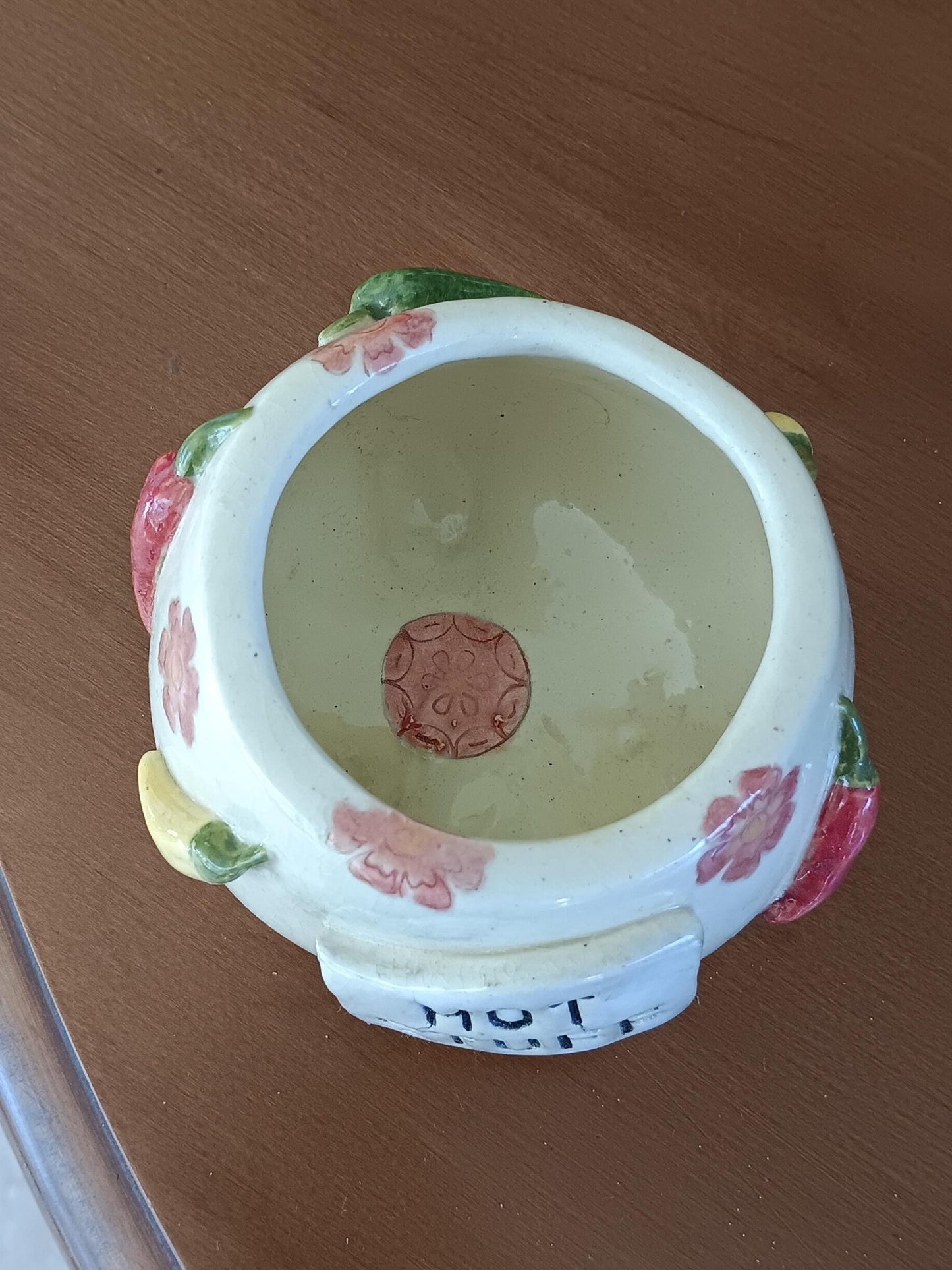 Handmade Ceramic Salsa Bowl Hot Chili Peppers Hot Stuff Flowers - Gems by Gigi