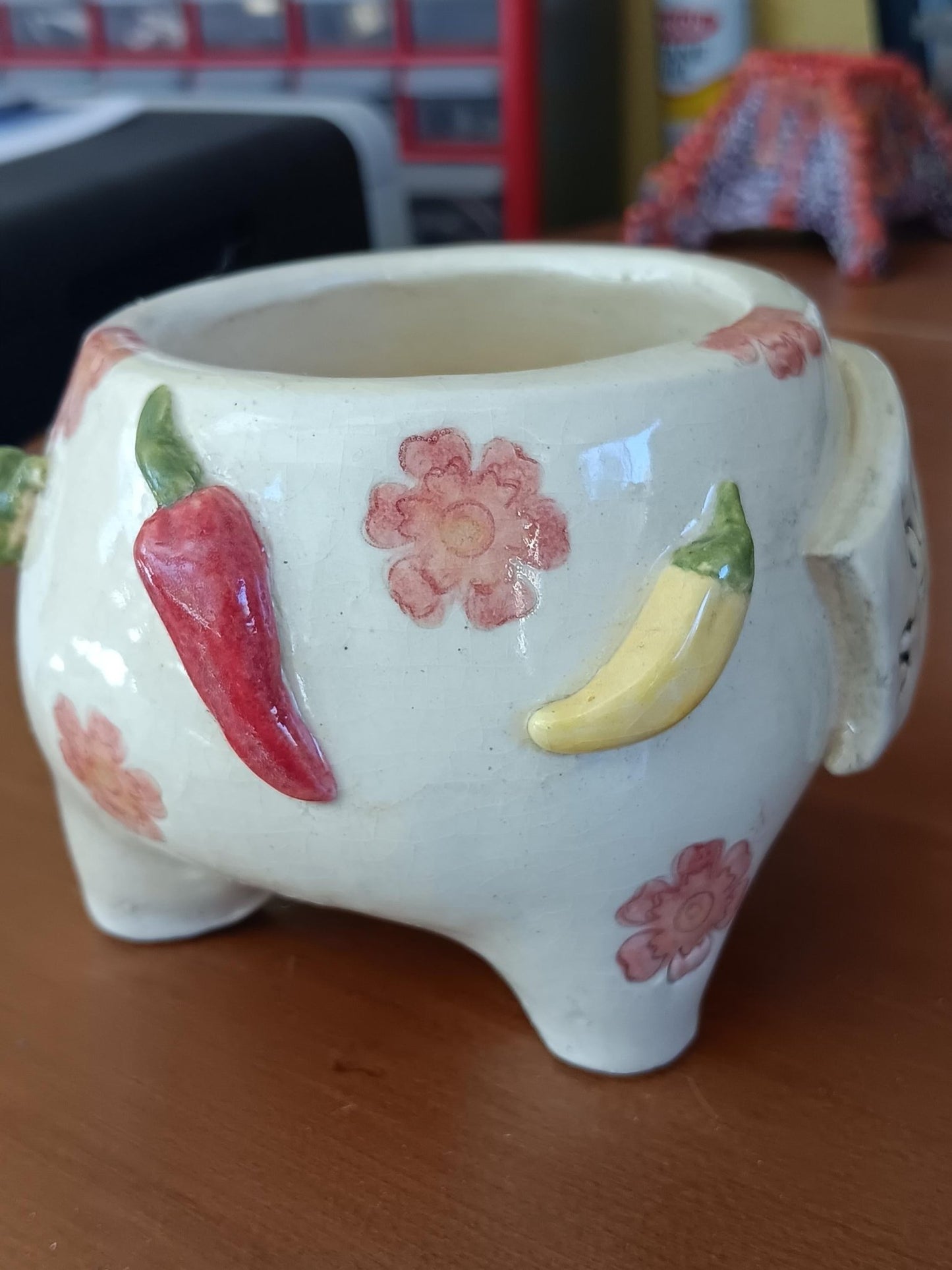 Handmade Ceramic Salsa Bowl Hot Chili Peppers Hot Stuff Flowers - Gems by Gigi