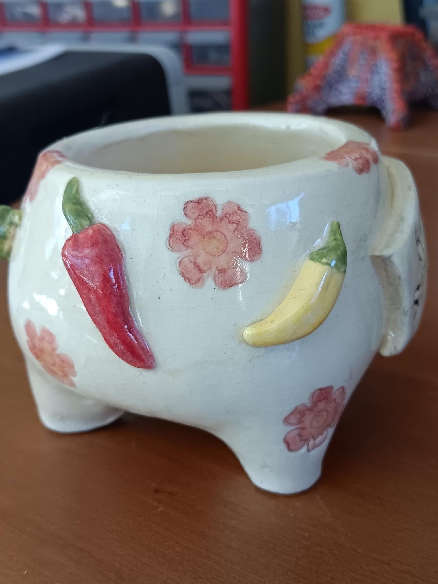 Handmade Ceramic Salsa Bowl Hot Chili Peppers Hot Stuff Flowers - Gems by Gigi