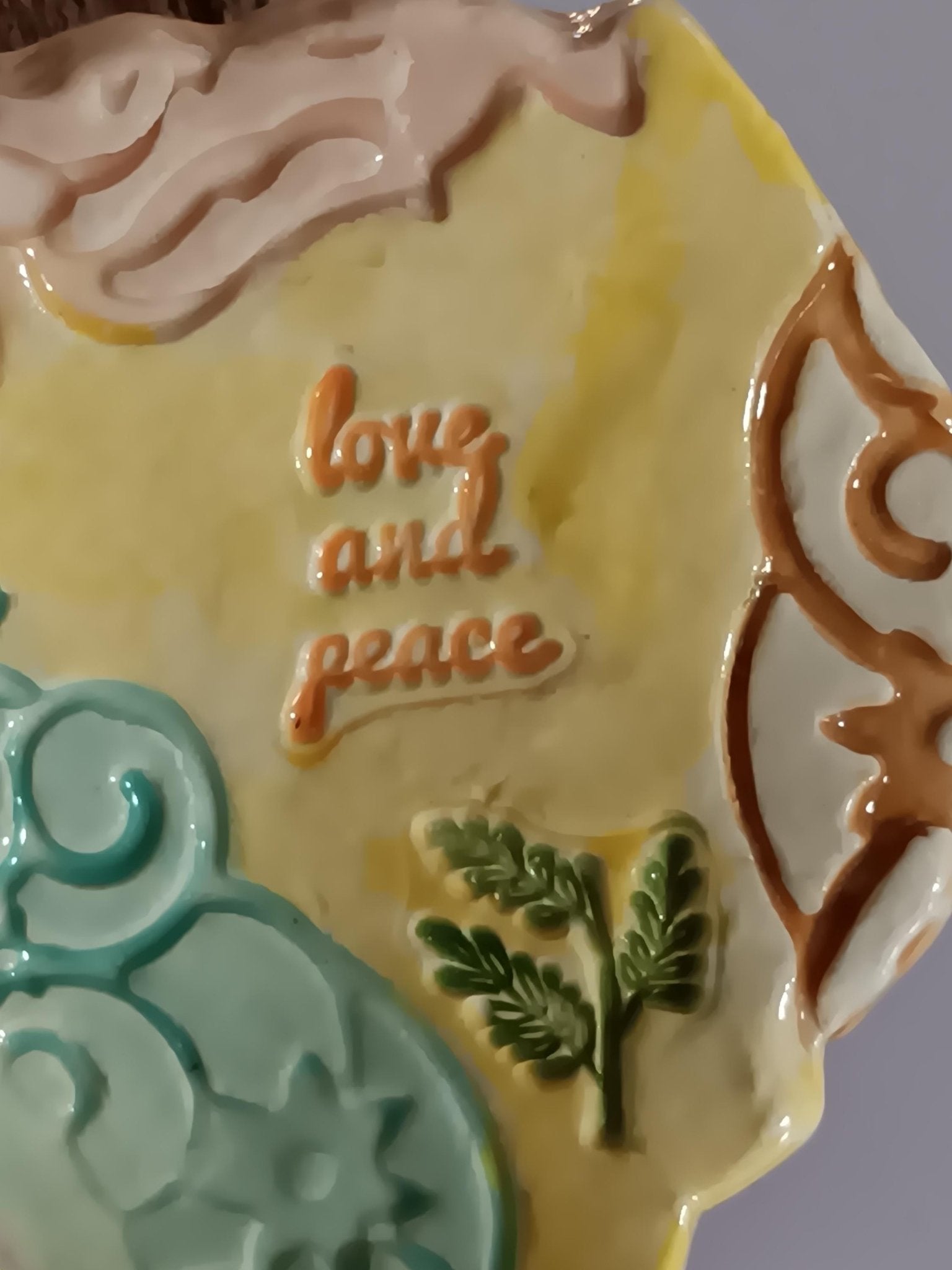 Handmade Ceramic Trinket Dish: Deer, Rabbit, Scrolled Plate, Pastel Colors - Gems by Gigi