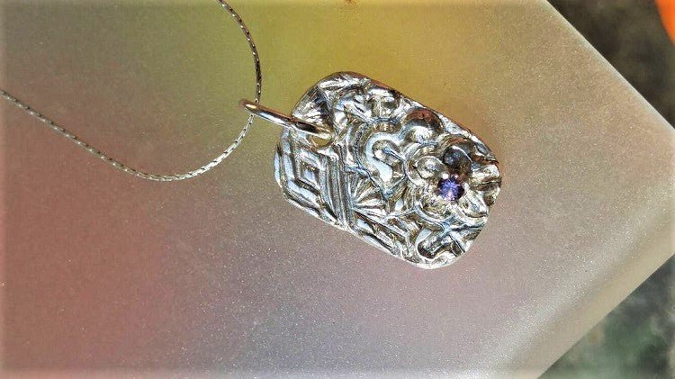 Handmade Purple Sapphire Pendant Fine Silver - Gems by Gigi