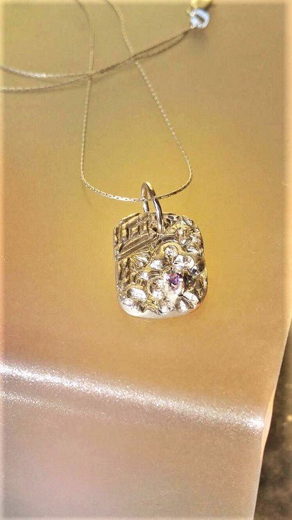 Handmade Purple Sapphire Pendant Fine Silver - Gems by Gigi