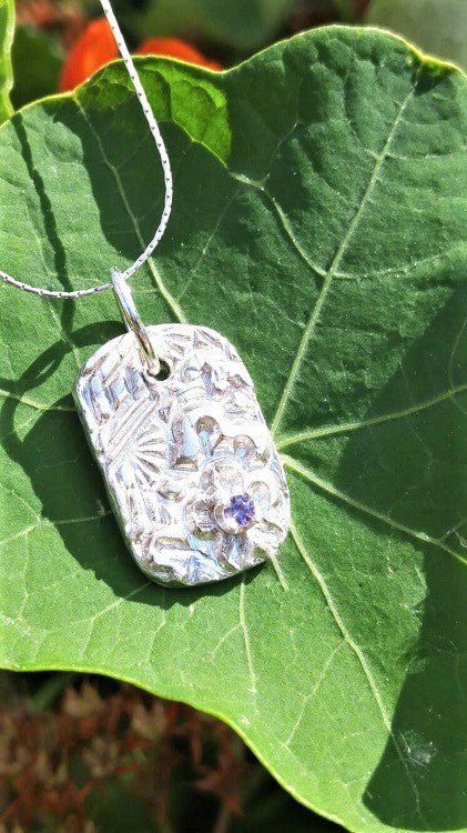 Handmade Purple Sapphire Pendant Fine Silver - Gems by Gigi