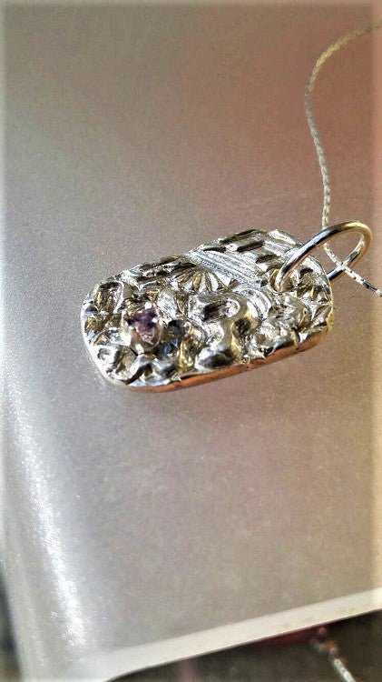 Handmade Purple Sapphire Pendant Fine Silver - Gems by Gigi