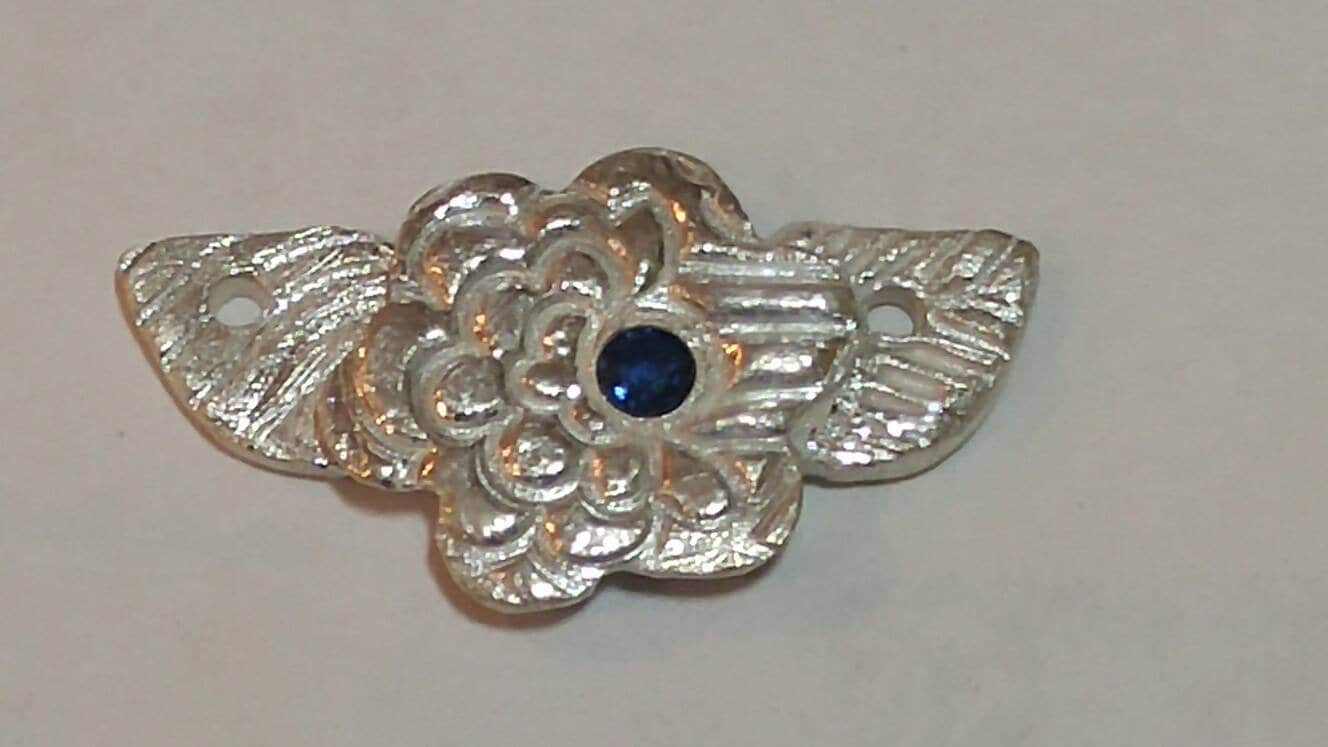 Handmade Sapphire Flower Leaf Pendant Fine Silver - Gems by Gigi