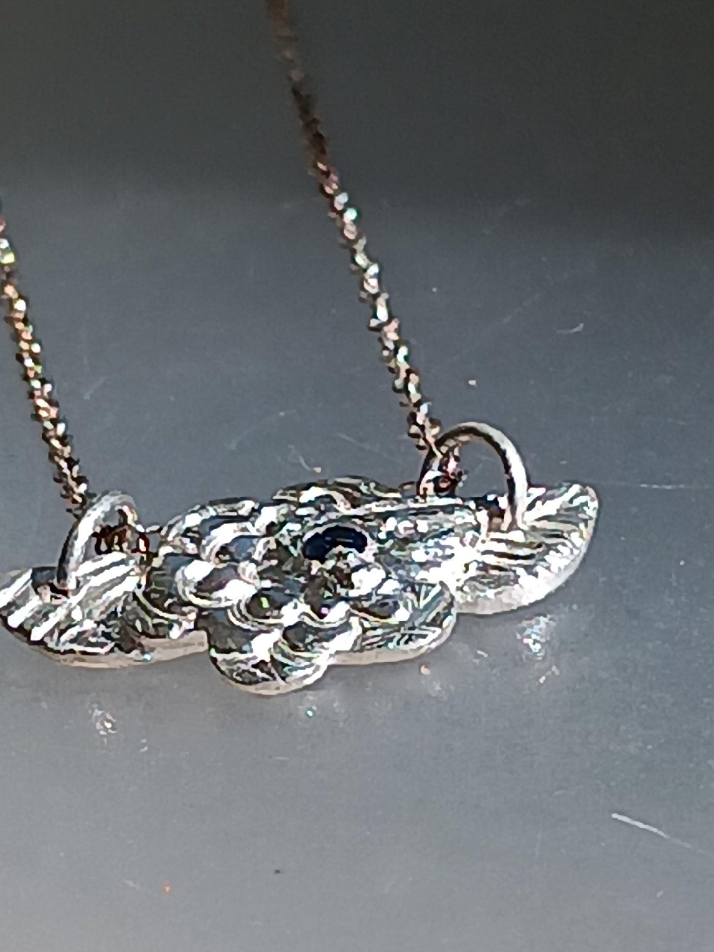 Handmade Sapphire Flower Leaf Pendant Fine Silver - Gems by Gigi
