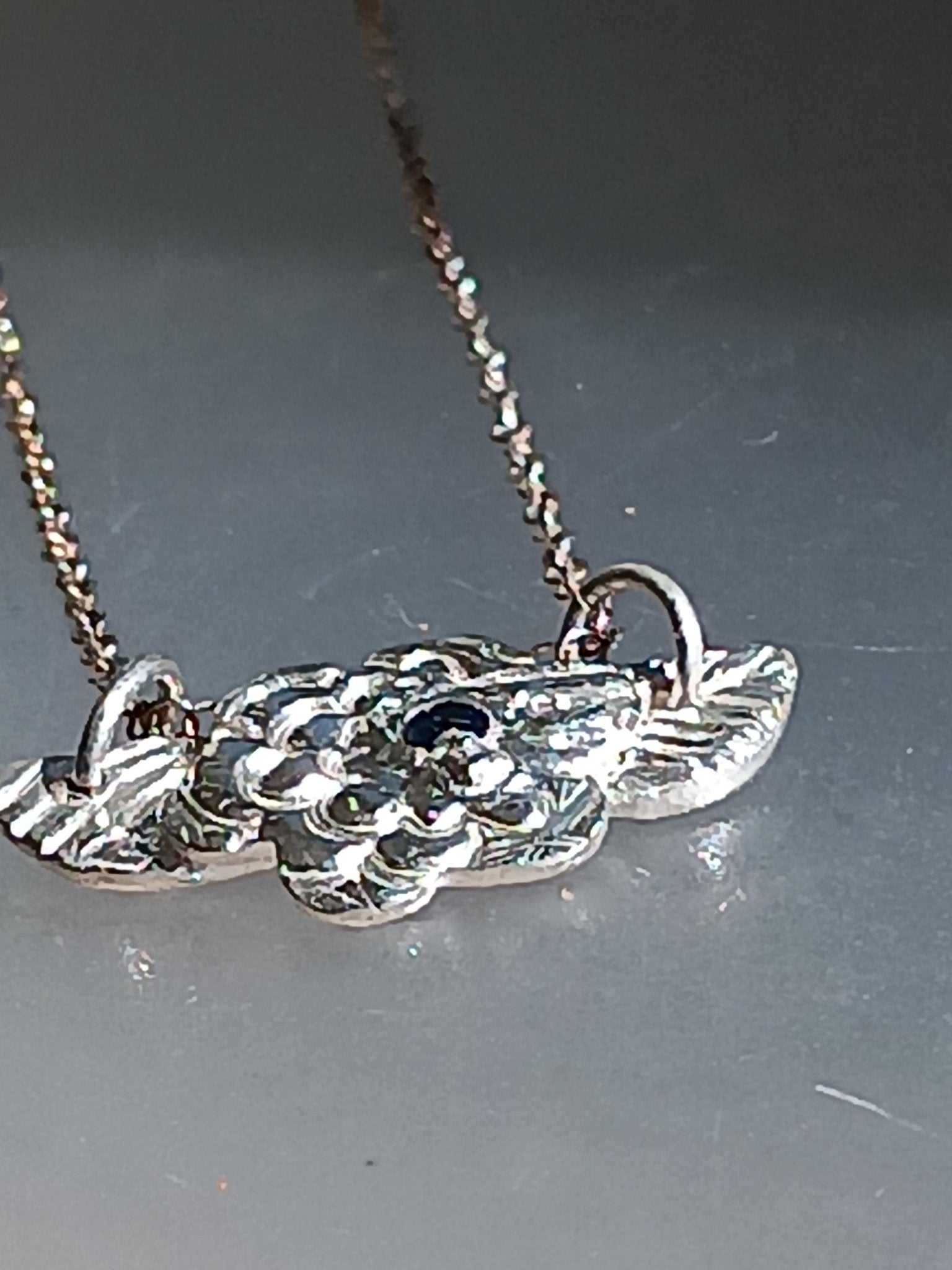 Handmade Sapphire Flower Leaf Pendant Fine Silver - Gems by Gigi