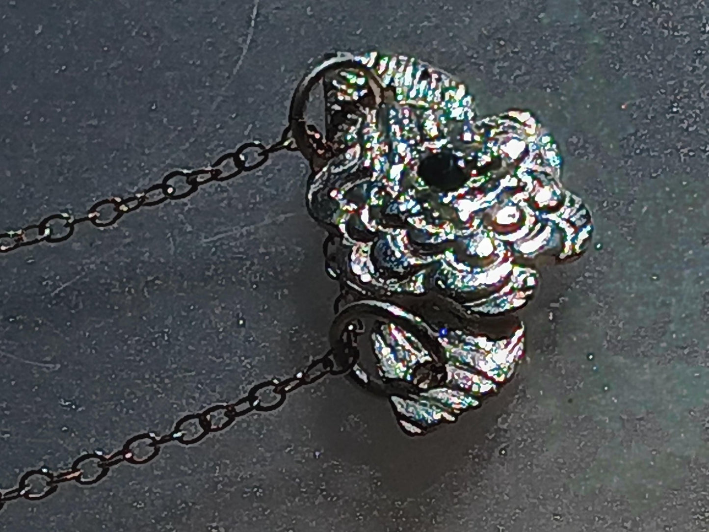 Handmade Sapphire Flower Leaf Pendant Fine Silver - Gems by Gigi