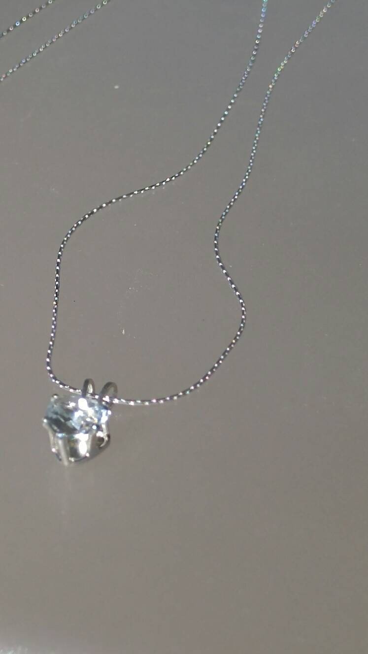 Heart Aquamarine Pendant Solitaire 0.60ct with Chain Necklace Sterling Silver - Gems by Gigi